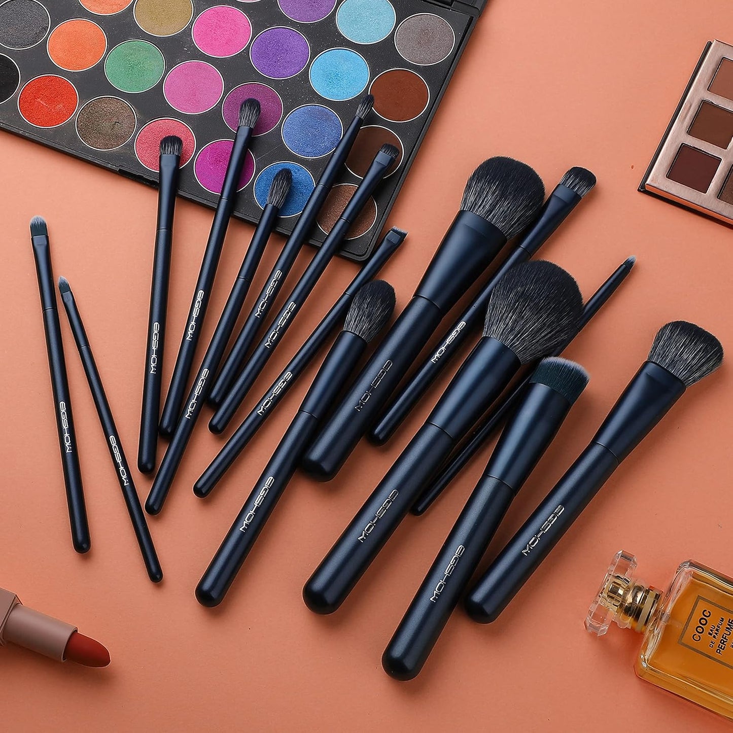 Makeup Brush Set, 15 Piece Professional Makeup Brushes Kit with Corn Silk Fiber Vegan Brushes for Foundation Powder Concealers Eye Shadows Liquid Kabuki Brushes (TOURMALINE BLUE)