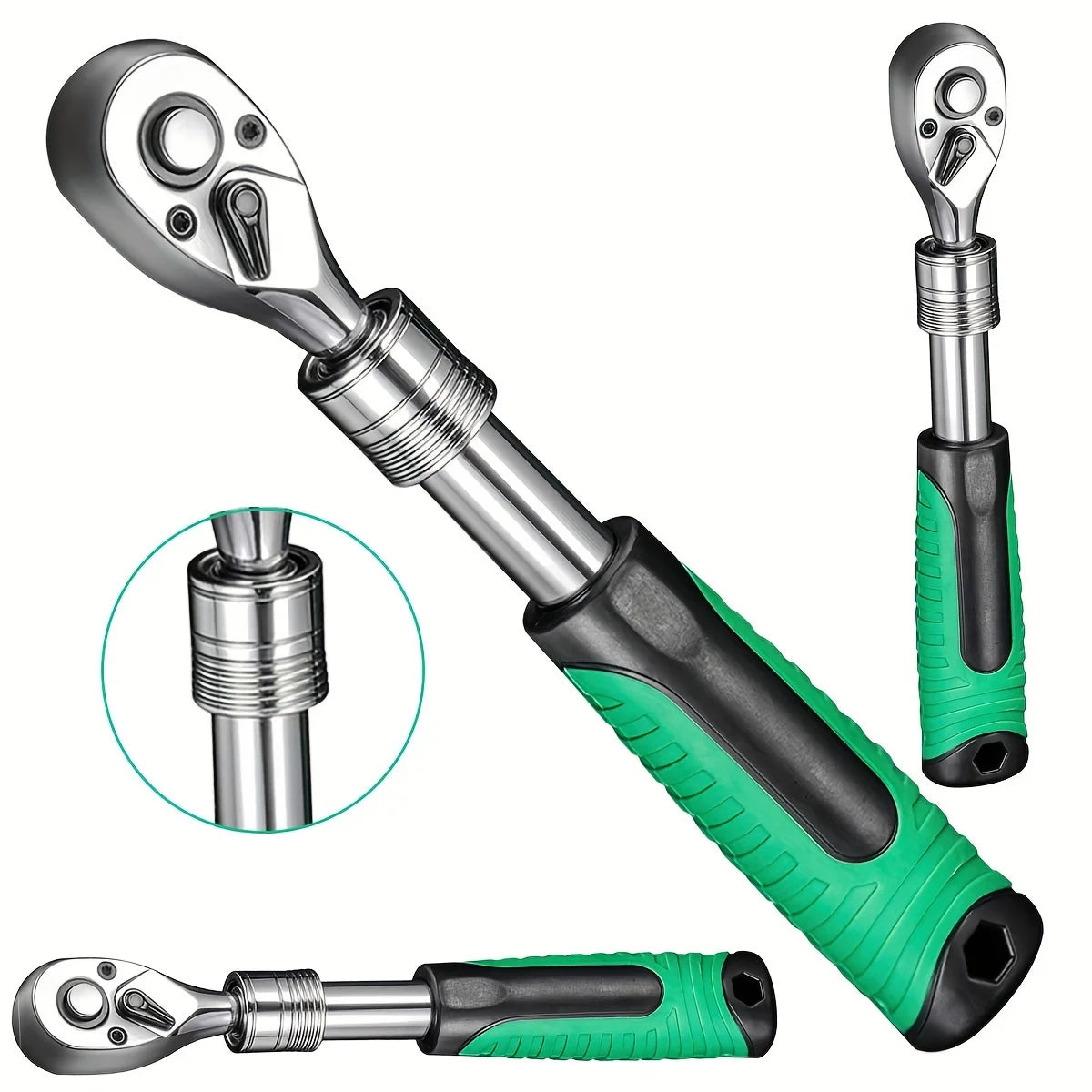 Professional 1/4" Drive Socket Ratchet Set - 72-Tooth Precision with Extendable Handle & Quick-Release