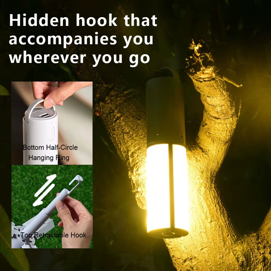 Folding Outdoor Camping Light Portable Lantern Rechargeable 3 Modes Dimmable for Outdoor Camping Tent Emergency Lighting