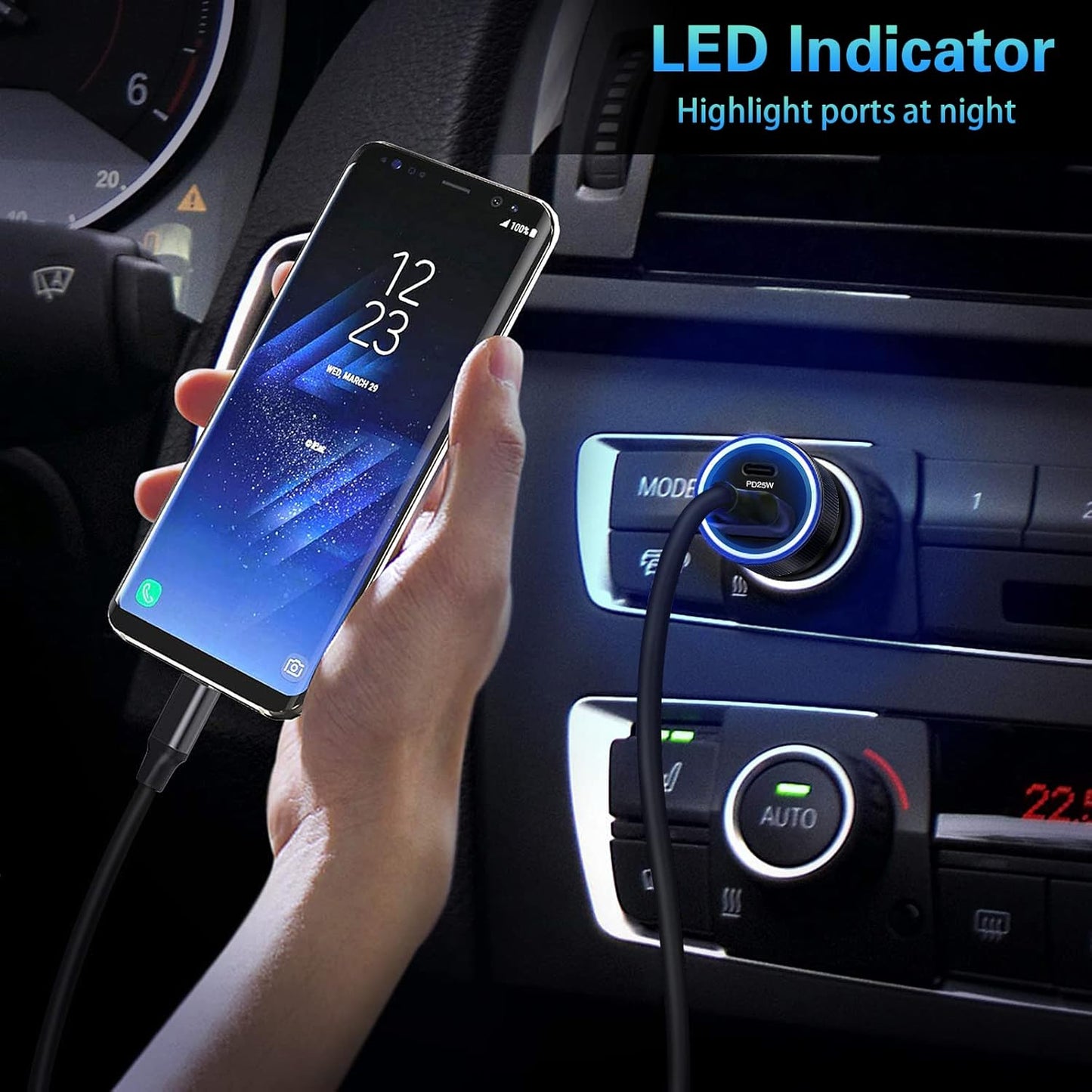 Car Charger,43W USB C Car Charger 2Pack PD Fast Charge,Cigarette Lighter Adapter Work for Iphone16 15 14 13 12 11 Pro Max Mini XR X 8 Ipad Samsung S22 S21 Google