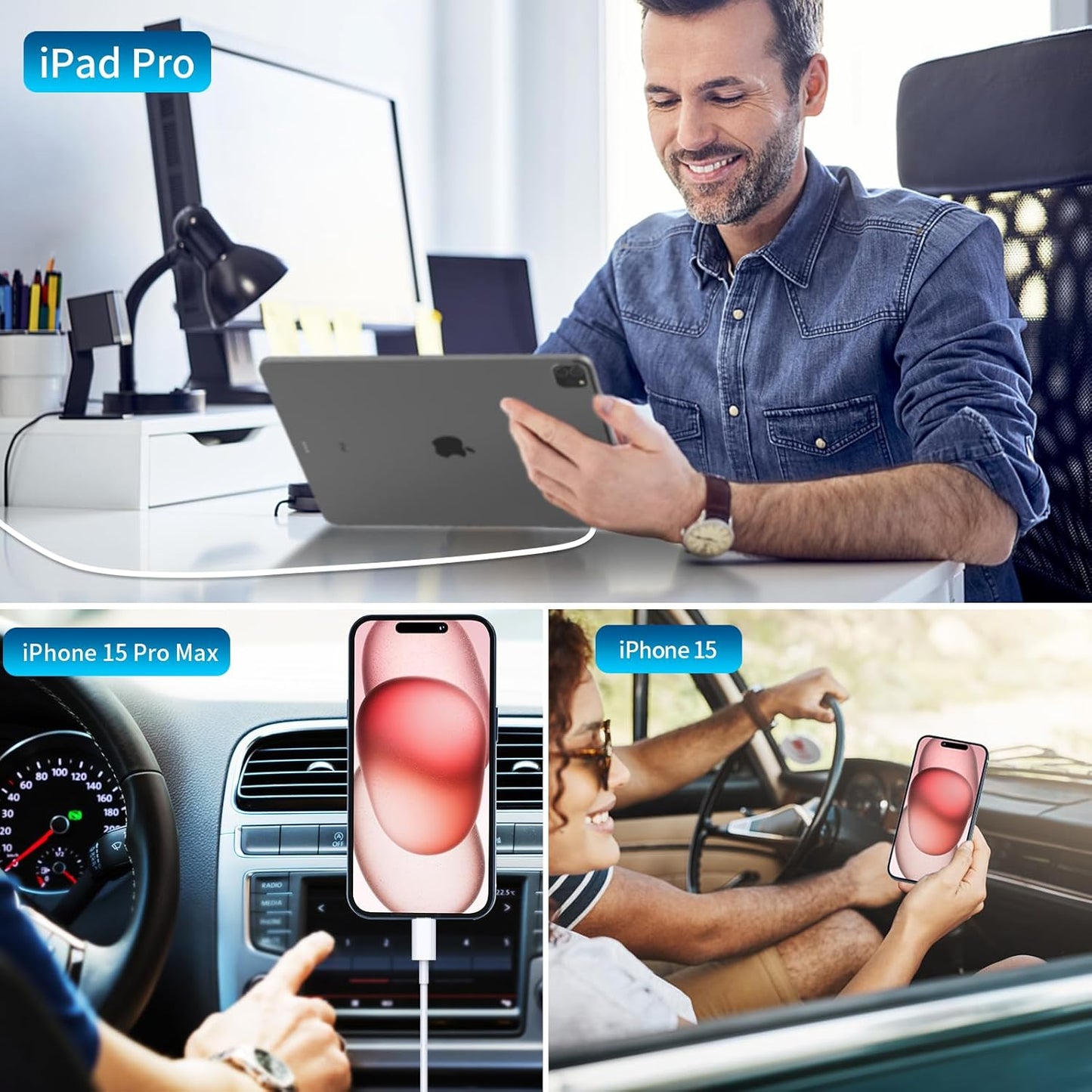 【Apple Mfi Certified】Iphone 16 Car Charger Fast Charging, 90W PD Power Cigarette Lighter USB-C Car Carplay Charger with 2Pack Type-C Cable for Iphone 16 Pro Max/15/15 Pro/Galaxy S24/S23/Pixel