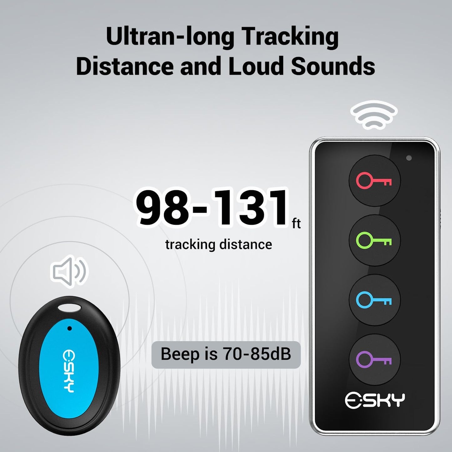 Key Finder, 85Db Item Locator, 1 Transmitter with 4 Receivers, Item Tracker with 131Ft Working Range and Led Flashlight Function, Key RF Locator, Wallet Tracker, Gifts for Parents, Kids