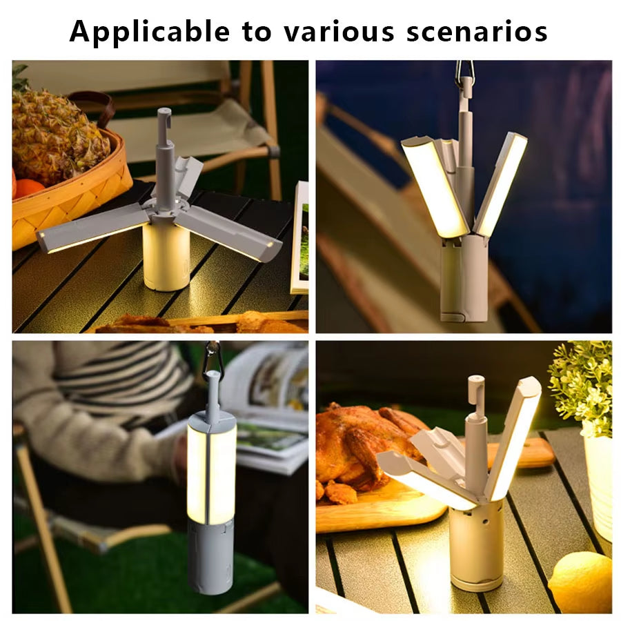 Folding Outdoor Camping Light Portable Lantern Rechargeable 3 Modes Dimmable for Outdoor Camping Tent Emergency Lighting