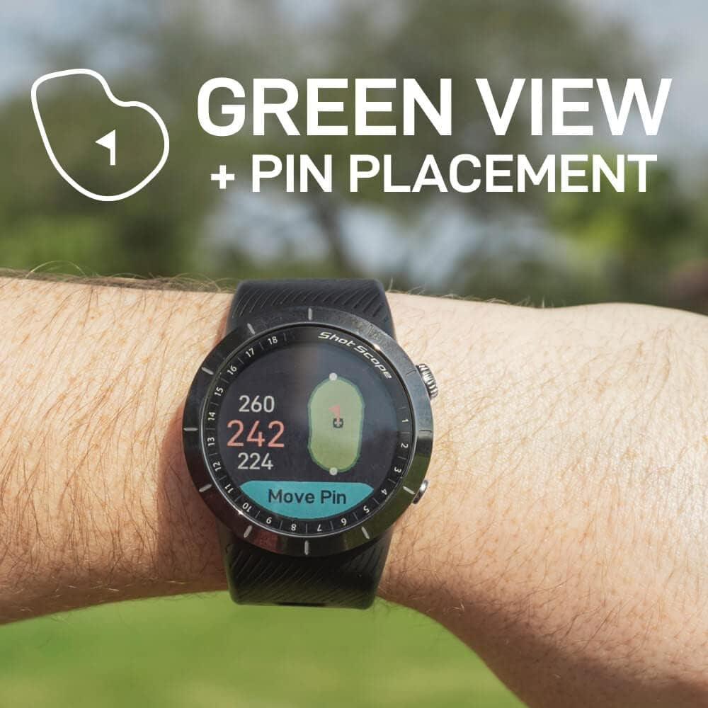Shot Scope X5 Golf GPS Watch - Premium GPS Watch with Automatic Performance Tracking | Distances, Hazards, Doglegs & Layups (Presitge Black)