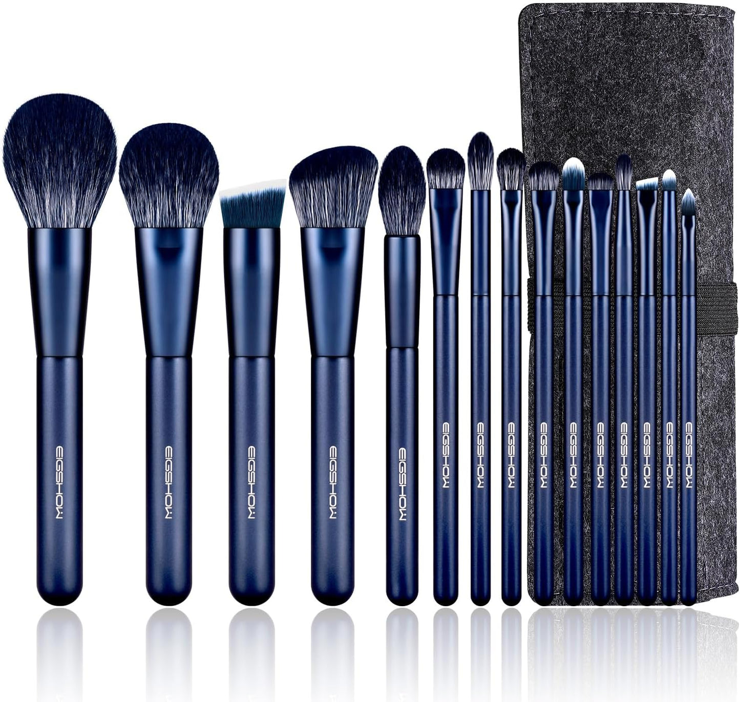 Makeup Brush Set, 15 Piece Professional Makeup Brushes Kit with Corn Silk Fiber Vegan Brushes for Foundation Powder Concealers Eye Shadows Liquid Kabuki Brushes (TOURMALINE BLUE)