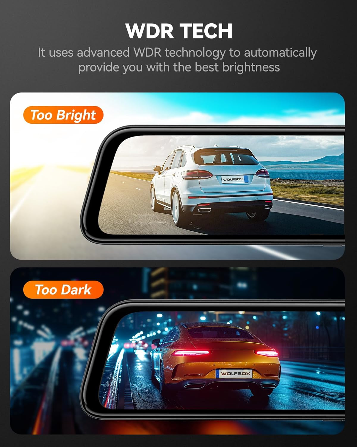 G840S 12" 4K Rear View Mirror Camera, 2160P Full HD Smart Mirror Dash Cam for Cars & Trucks, Mirror Front and Rear View Dual Cameras, Night Vision, Parking Assistance, Included 32GB Card & GPS