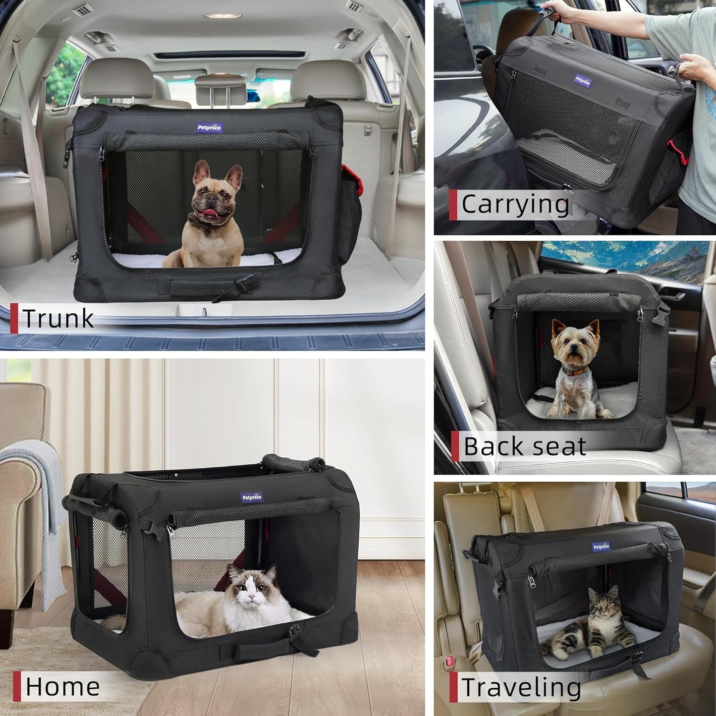 Extra Large Cat Carrier for 2 Cats Small Medium Dogs,Soft Sided Pet Carrier 24X17X17 for Car Travel with Collapsible Litter Box, Warm Blanket, Foldable Bowl and Washable Pad