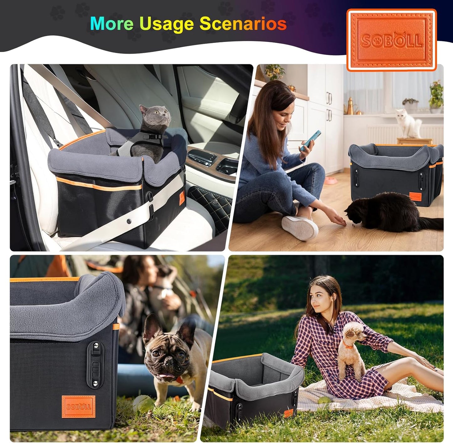 Petsport Dog Car Seat - Harness Booster Seat with Memory Foam, Waterproof for Small Dogs