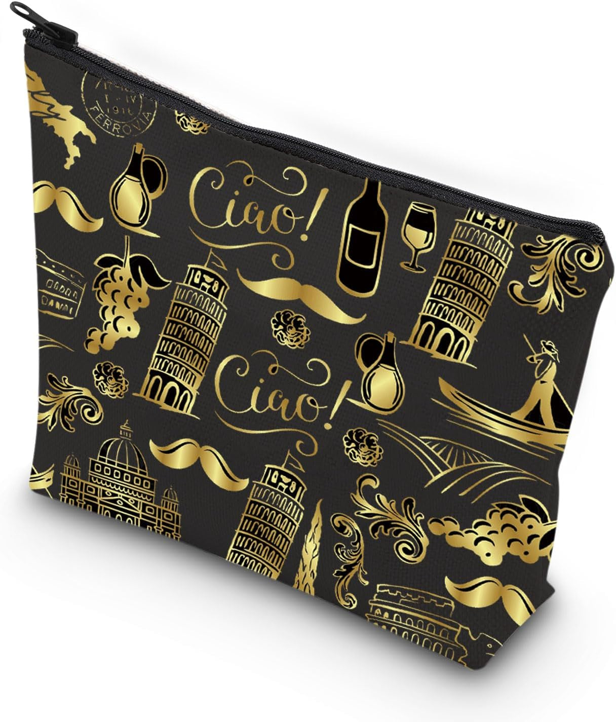Italy Travel Gift Italy Merchandise Gift Italy Traveller Zipper Pouch Makeup Bag (Italy Bag CA)