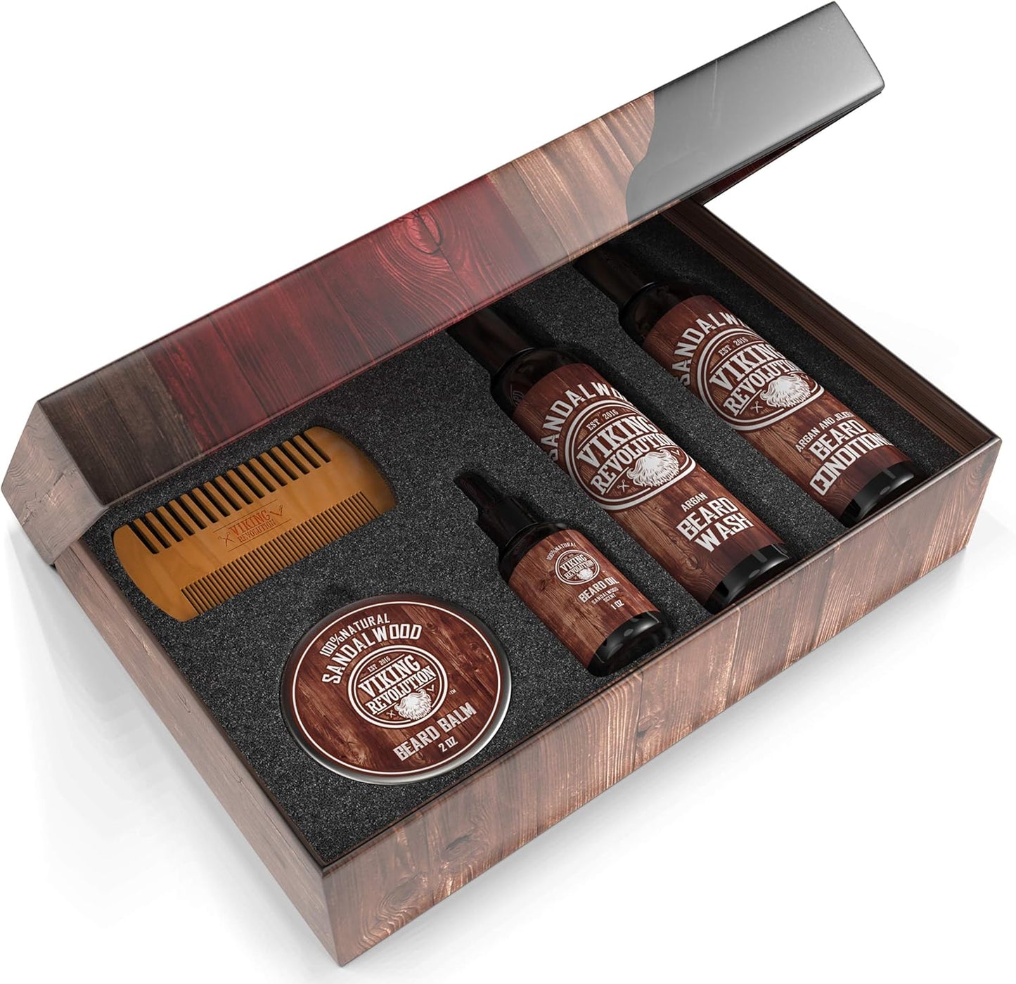 - Beard Kit Conditioner - Beard Grooming Kit with with Beard Wash, Conditioner, Beard Oil, Beard Balm & Beard Comb - Softens, Smoothes, Soothes - Gifts for Men - Sandalwood
