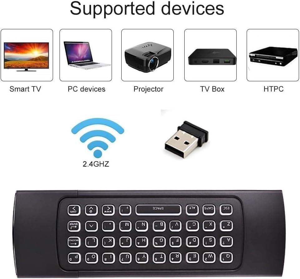 MX3 2.4G Air Remote Mouse Multifunctional with 7 Color Backlit Remote Control, Mini Wireless Keyboard & Infrared Remote Control Learning for Android TV Box, Projector, PC, Mac,Ps3,Pad,Xbox