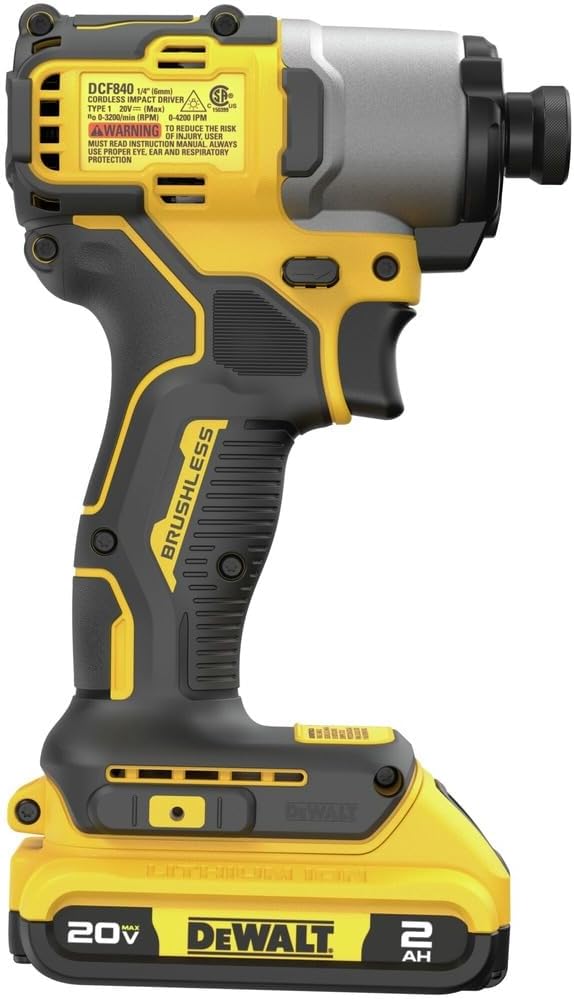 Dewalt DCF840D1 20V MAX Brushless Cordless Impact Driver - 1/4" Lightweight Variable Speed with LED