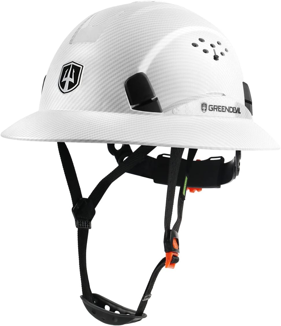 Premium Vented Full Brim Hard Hat - OSHA Approved Construction Safety Helmet with 6-Point Adjustable Suspension