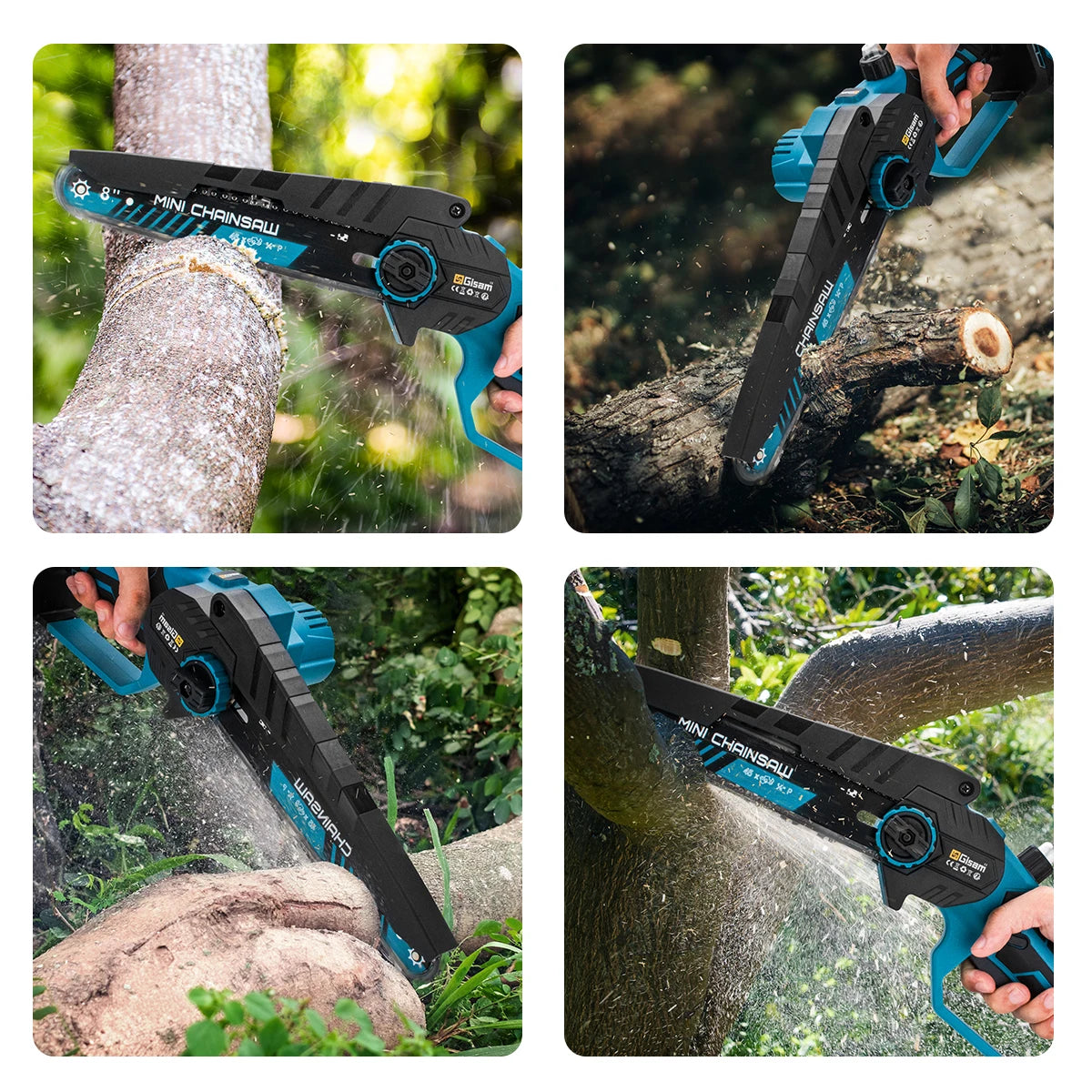 GISAM 8" Brushless Cordless Electric Chainsaw - Portable Woodworking & Garden Pruning Saw (Tool Only - Makita 18V Battery Compatible)