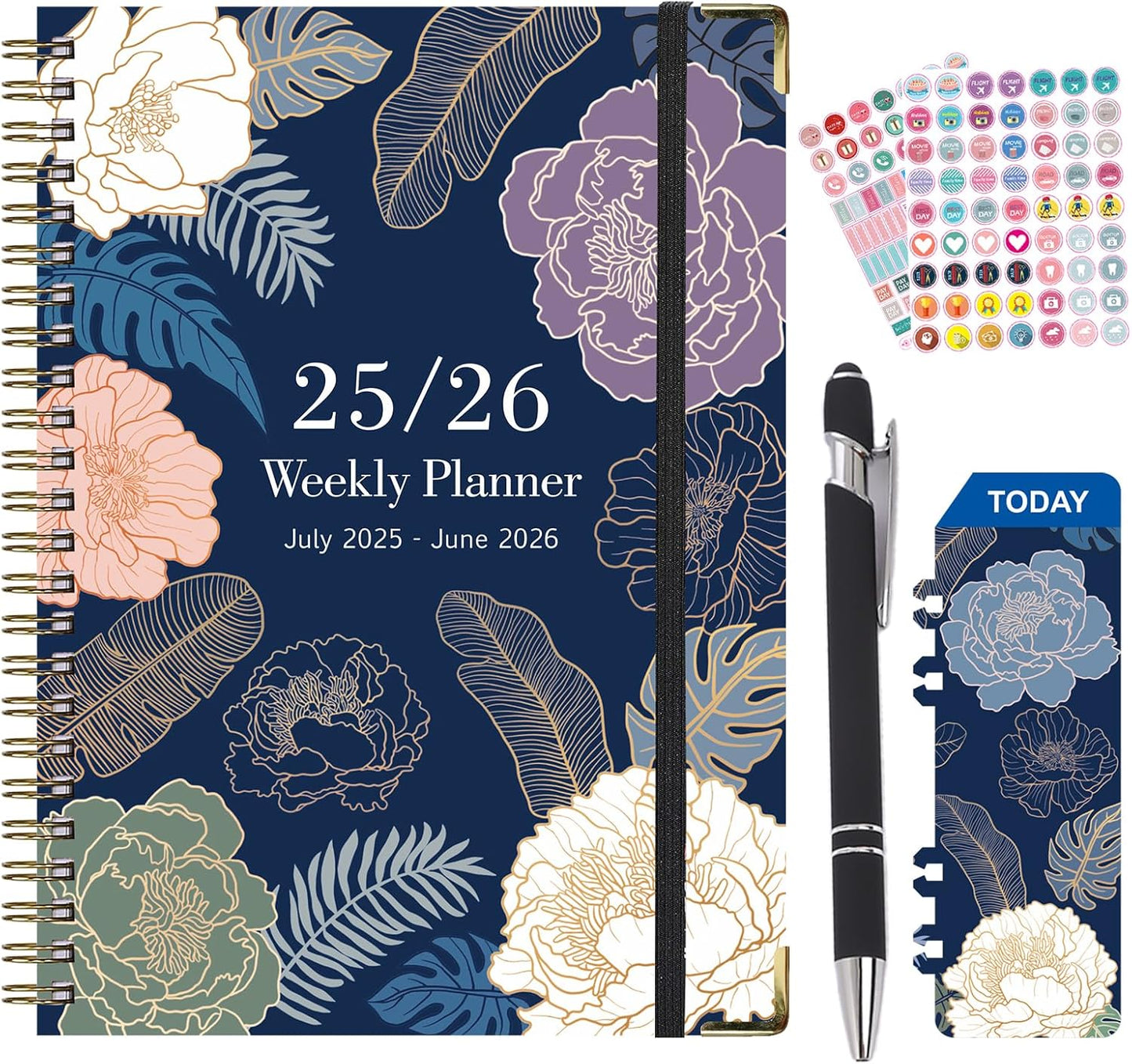 Planner 2025-2026,Agenda 2025-2026, July 2025 to June 2026 Monthly Weekly Calendar Planner with Month Tabs, 6.1" X 8.5" Hardcover Spiral Bound Cover for Daytimer Schedule Work School (A01)