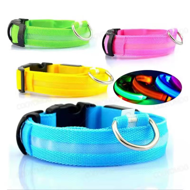 GlowSafe™ 3-in-1 LED USB Rechargeable Pet Collar – Adjustable Night Safety Collar for Dogs & Cats