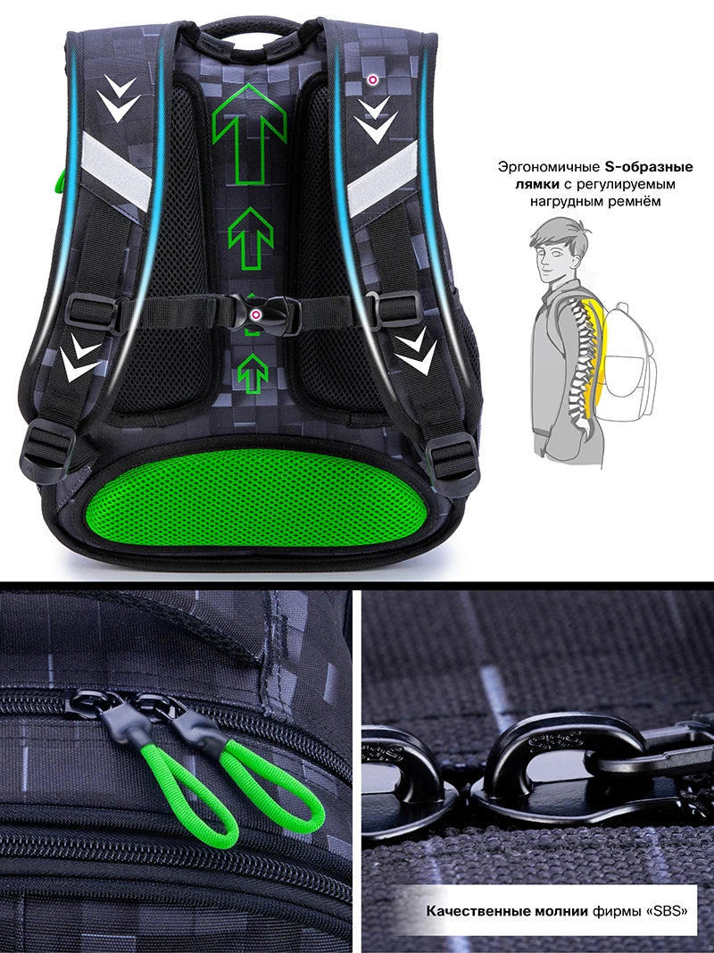 Space Explorer Waterproof School Backpack for Boys – Cartoon Gamer Edition