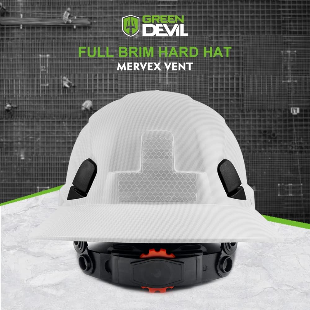 Premium Vented Full Brim Hard Hat - OSHA Approved Construction Safety Helmet with 6-Point Adjustable Suspension