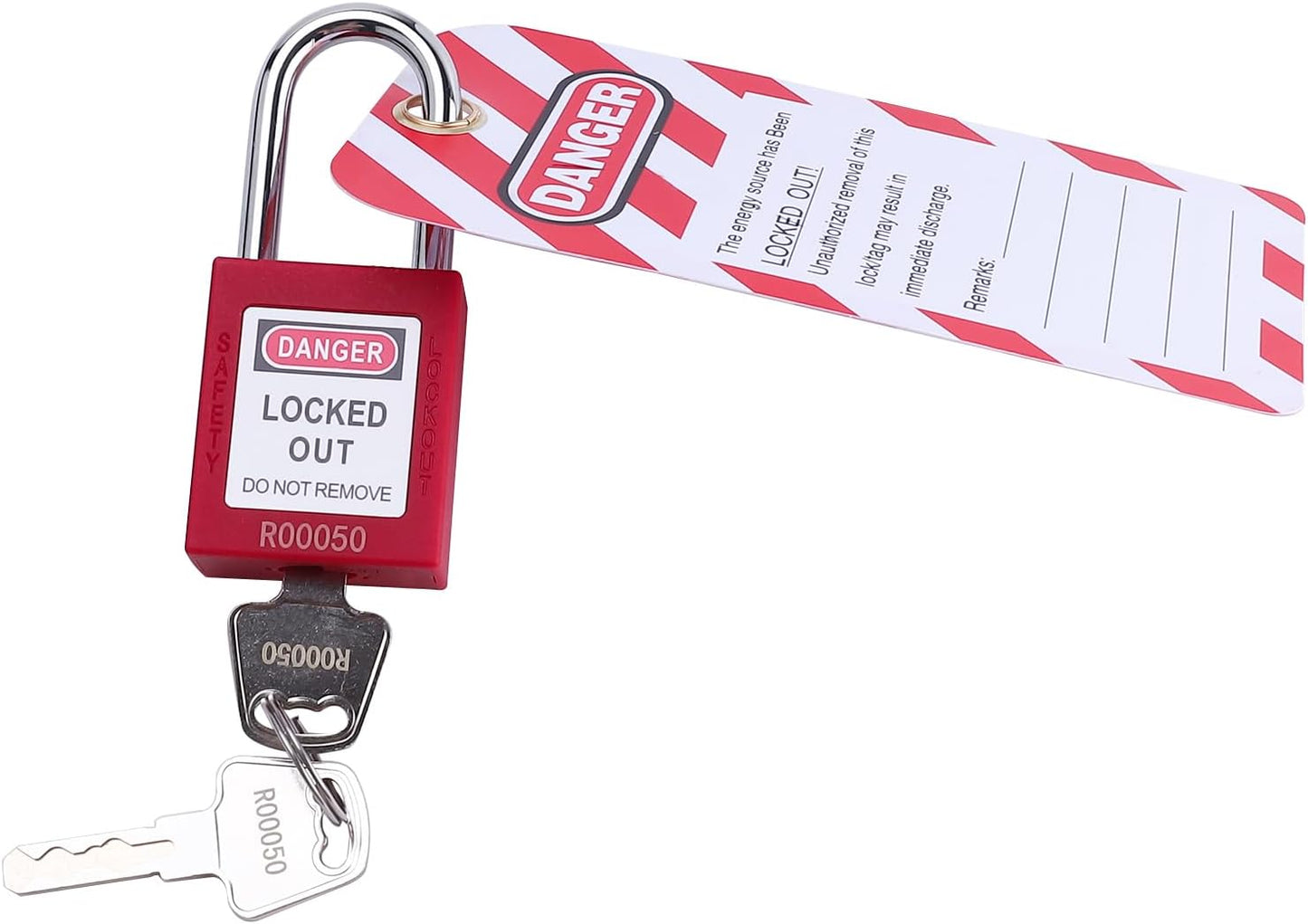 Lockout Tagout Locks, 5 Red Loto Locks Keyed Alike, Lock Out Tag Out Safety Padlocks, 2 Keys per Lock