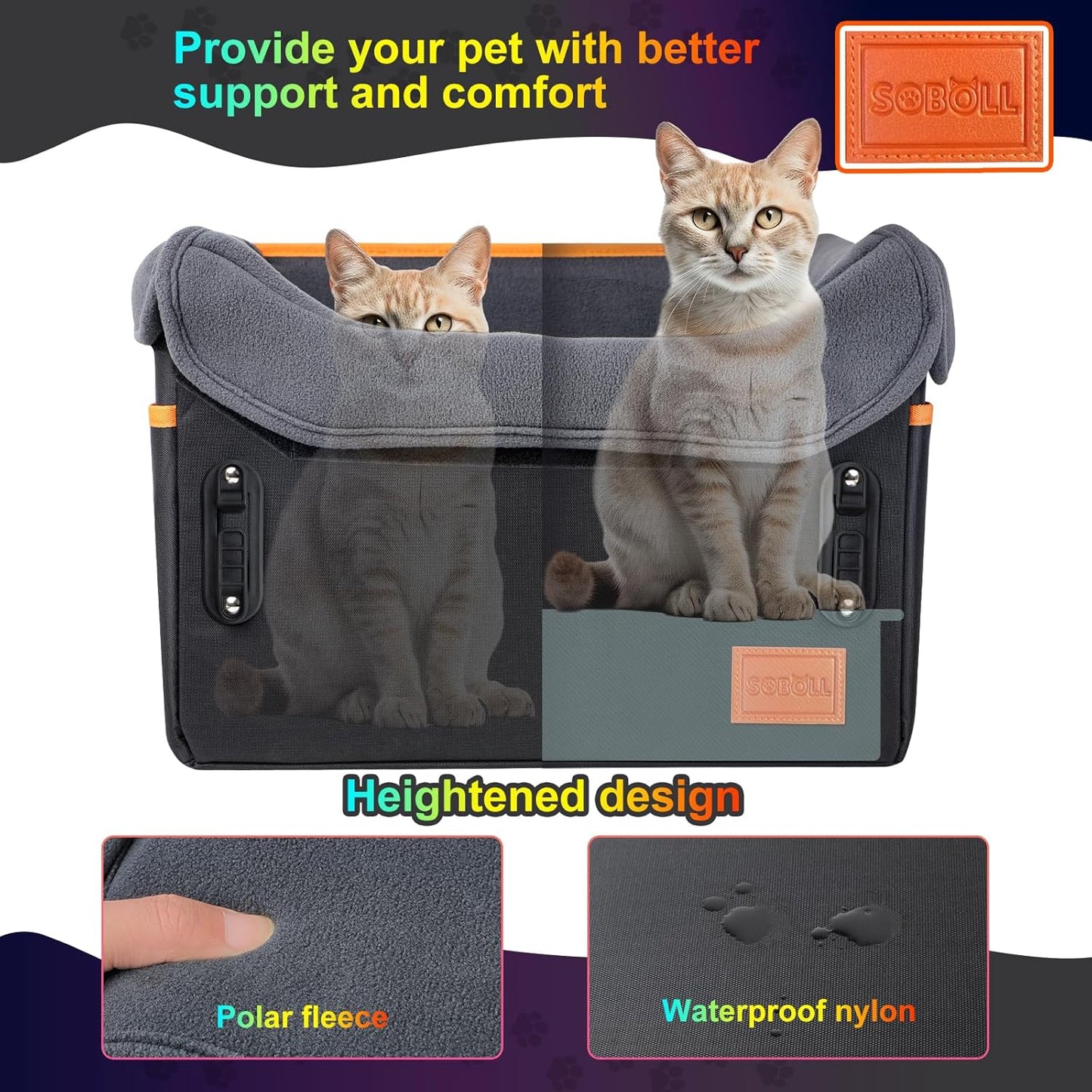 Petsport Dog Car Seat - Harness Booster Seat with Memory Foam, Waterproof for Small Dogs