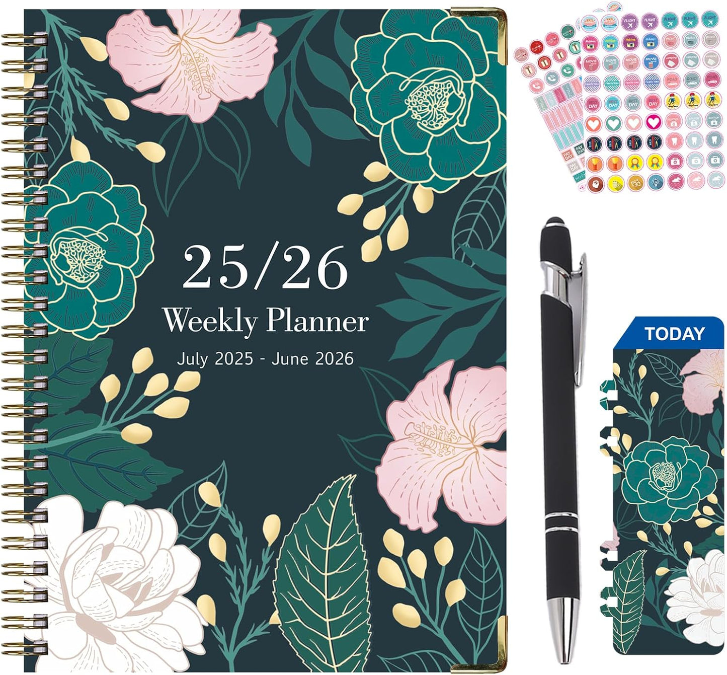 Planner 2025-2026,Agenda 2025-2026, July 2025 to June 2026 Monthly Weekly Calendar Planner with Month Tabs, 6.1" X 8.5" Hardcover Spiral Bound Cover for Daytimer Schedule Work School (A01)