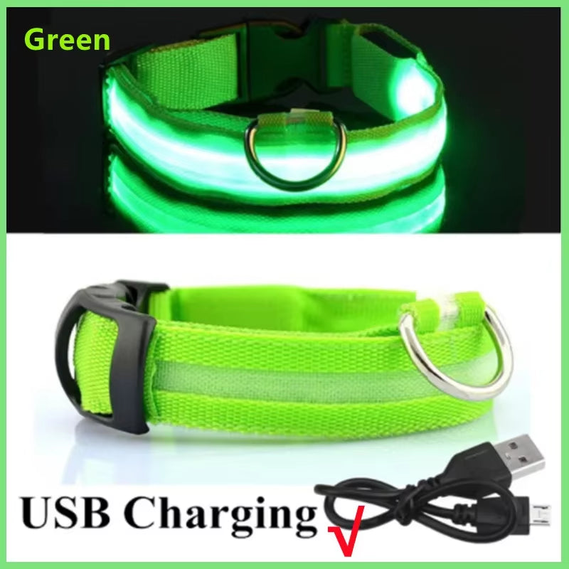 GlowSafe™ 3-in-1 LED USB Rechargeable Pet Collar – Adjustable Night Safety Collar for Dogs & Cats