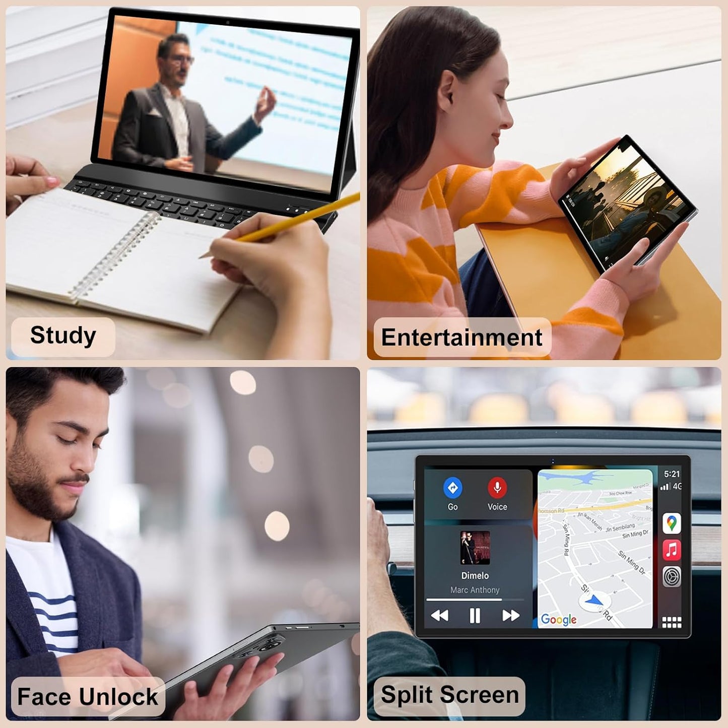Newest Android 14 Tablet, 22GB RAM 128GB ROM 1TB Expansion, 10.1 Inch Touchscreen Tablet, Powerful Octa-Core, 8000Mah, 2 in 1 Tablet PC with Keyboard, Mouse, Bluetooth, GPS, Wifi -Grey