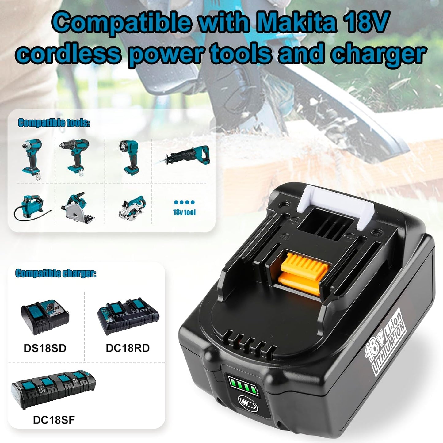 2Pack 5.0Ah Replacement Makita 18V Batteries + DC18RD Dual Port Battery Charger for Makita 18 Volt Battery BL1830 BL1840 BL1850