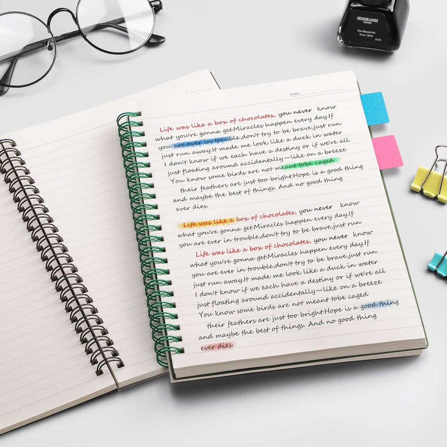 4 Pack Spiral Notebook College Ruled, 640 Pages 100 GSM Thick Paper, A5 Small Plastic Hardcover Lined Journals for Women Men Work School Writing, 5.7" X 8.22"