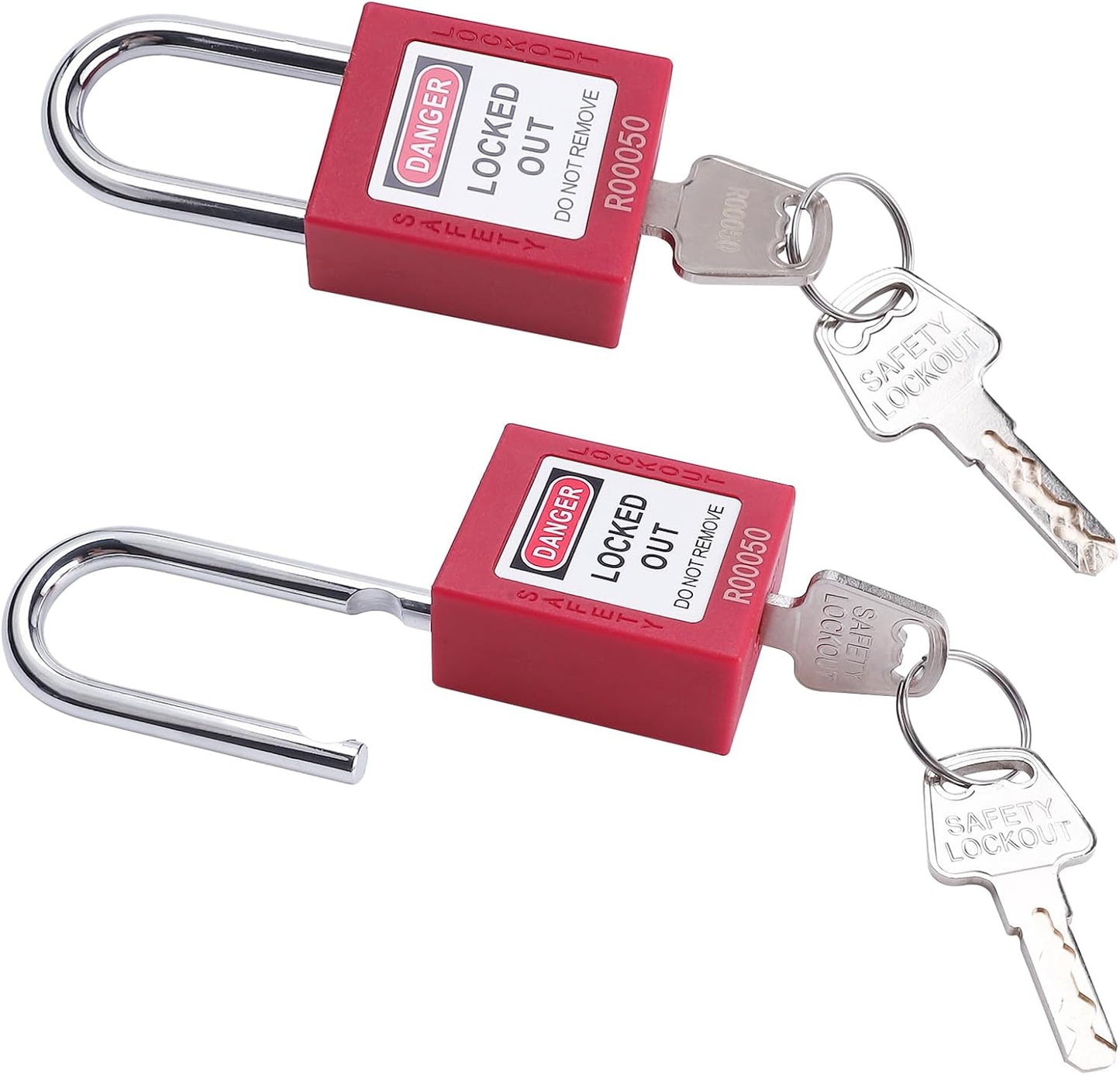 Lockout Tagout Locks, 5 Red Loto Locks Keyed Alike, Lock Out Tag Out Safety Padlocks, 2 Keys per Lock