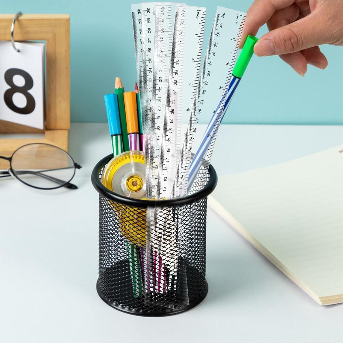 Clear Plastic Ruler 30cm 12 Pack, Plastic Ruler for School Supplies, Metric Ruler & Clear Ruler with Centimeters/Inches