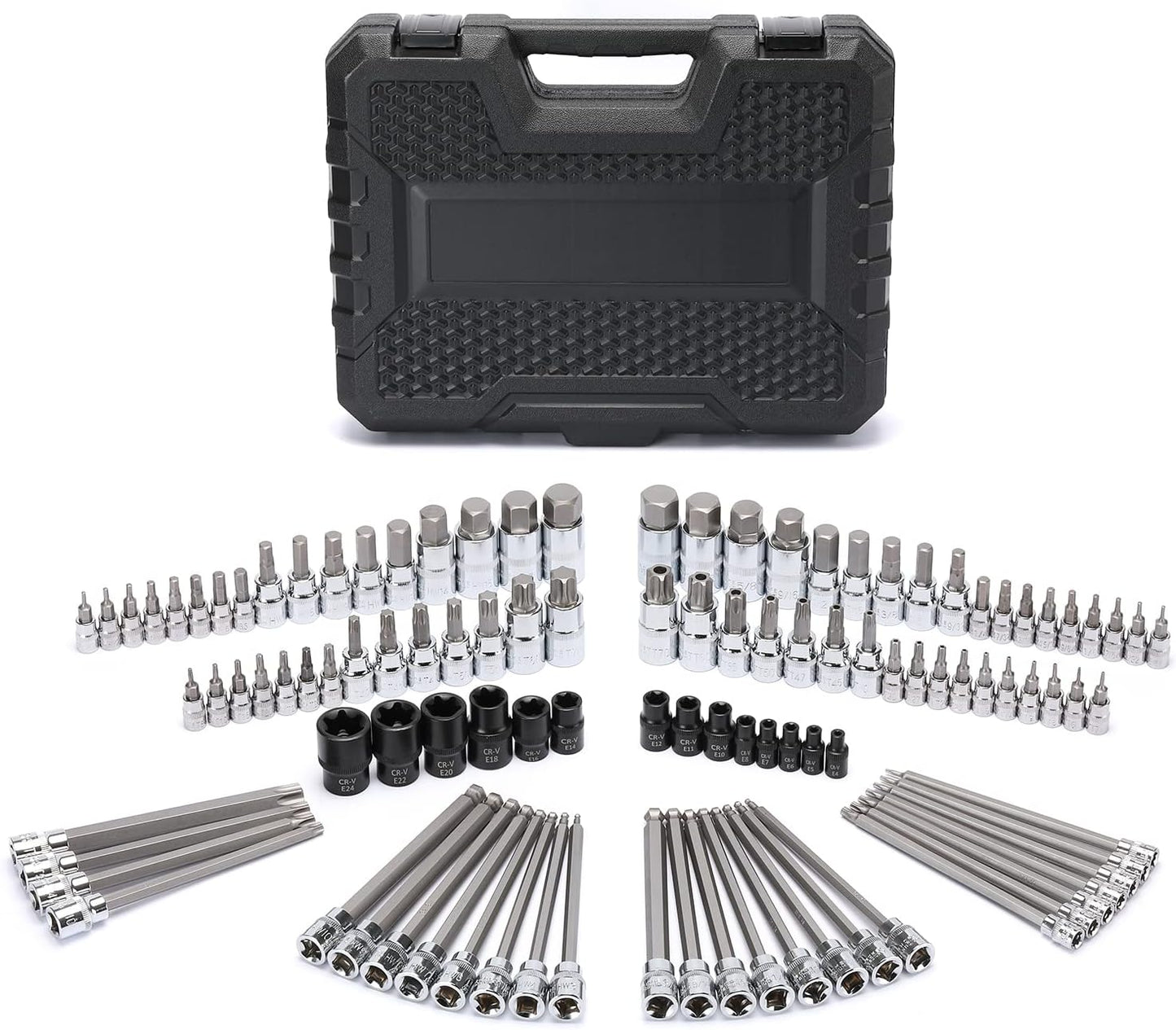 Mayouko 107-Piece Master Bit Socket Set - 1/4", 3/8" & 1/2" Drive with Torx, Hex, Ball End & SAE/Metric Bits