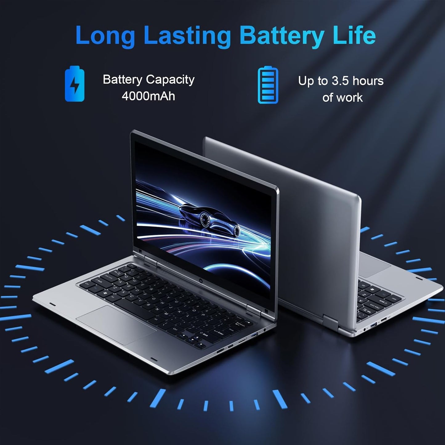 11.6" Laptop Touchscreen 360° Foldable Laptop PC 6GB RAM 128GB SSD FHD Display Laptop Computer Celeron N4020 with 256GB SD Card Dual Band Wifi Bluetooth 4.2 USB 3.0 * 1 HDMI*1 for Office Study Silver