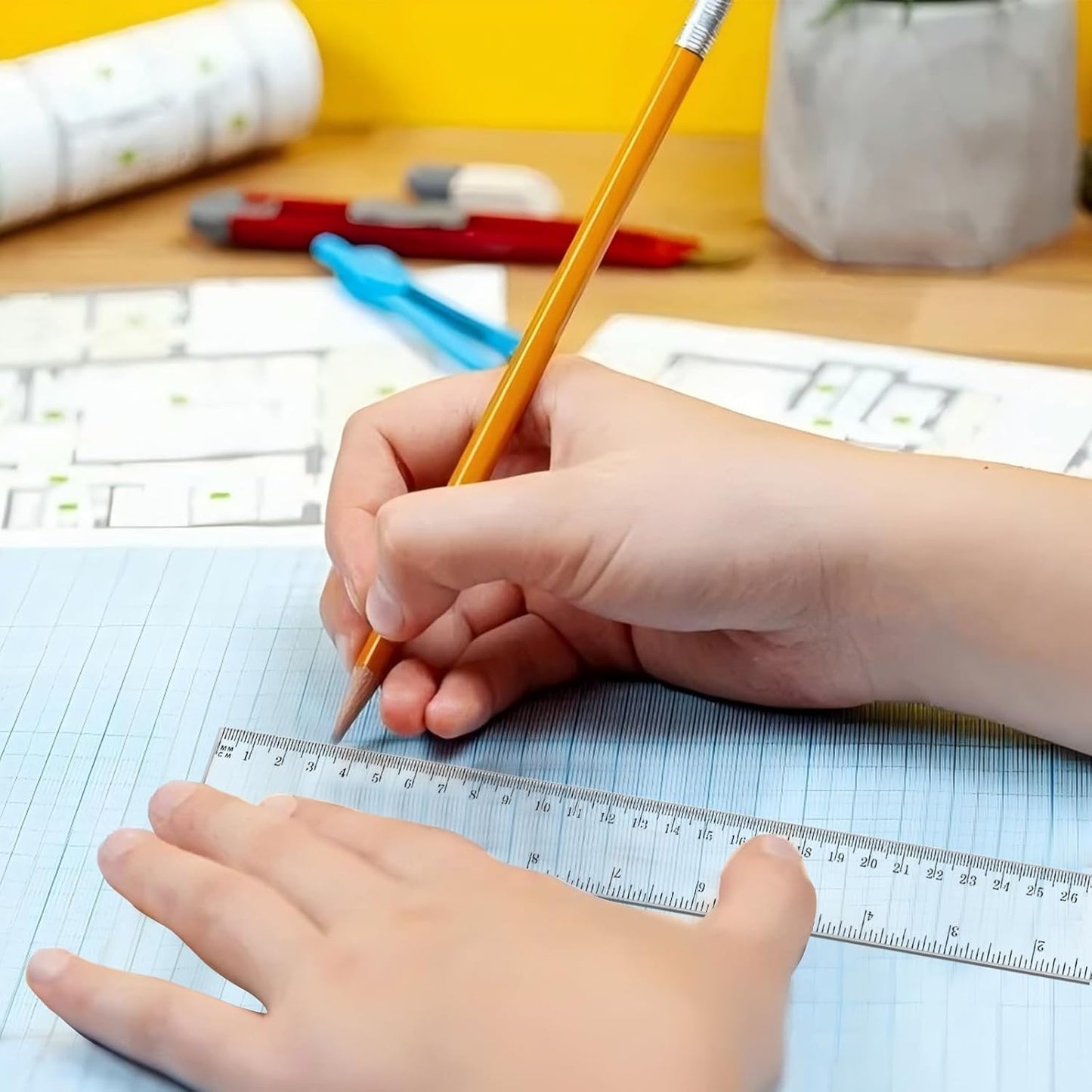 Clear Plastic Ruler 30cm 12 Pack, Plastic Ruler for School Supplies, Metric Ruler & Clear Ruler with Centimeters/Inches