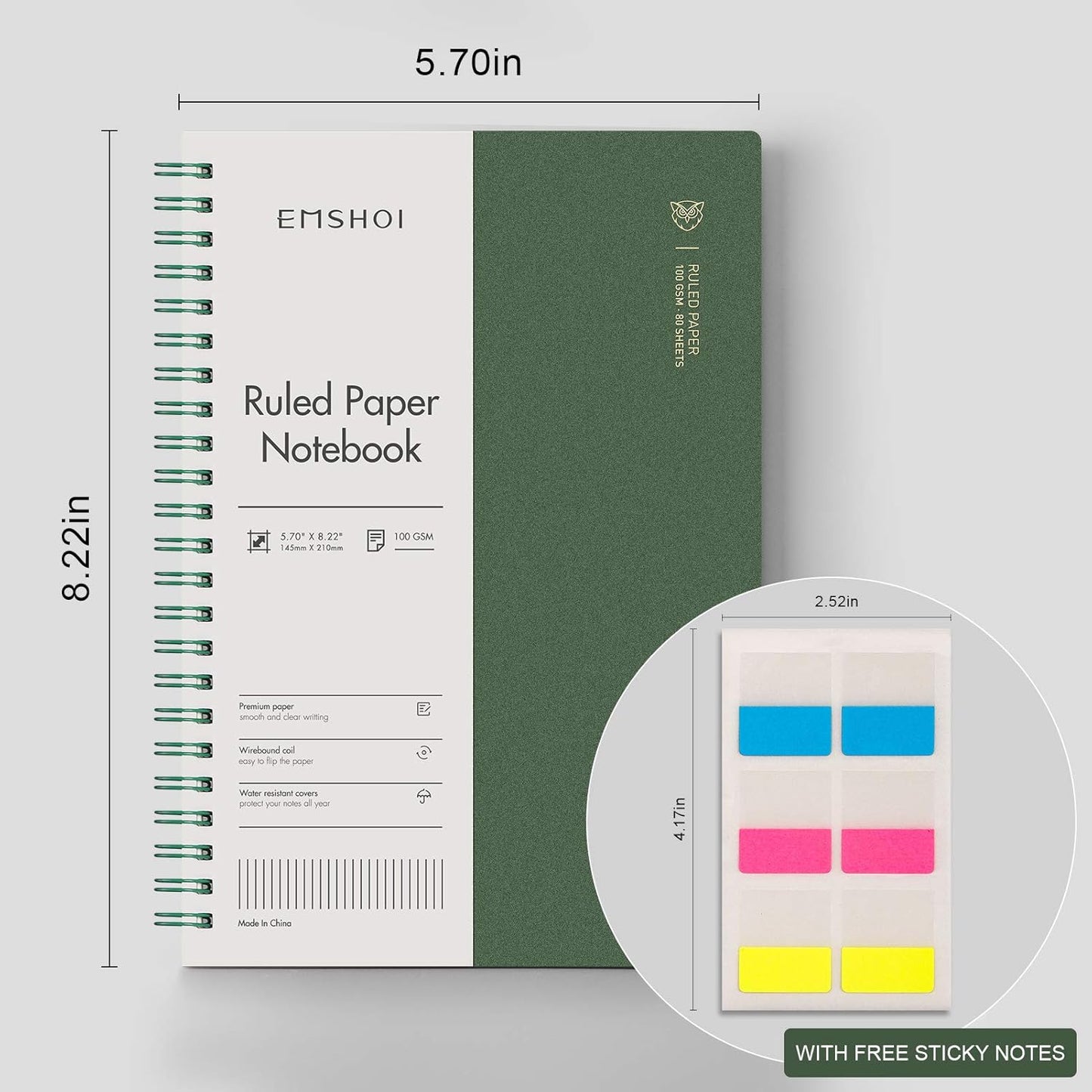 4 Pack Spiral Notebook College Ruled, 640 Pages 100 GSM Thick Paper, A5 Small Plastic Hardcover Lined Journals for Women Men Work School Writing, 5.7" X 8.22"