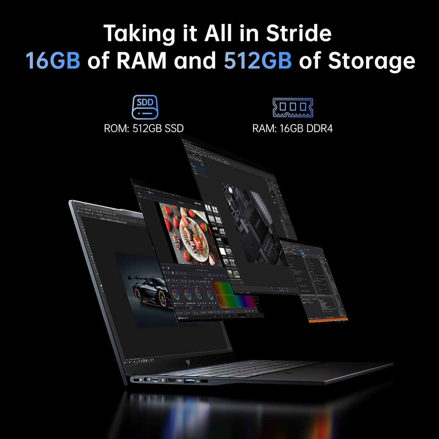 15.6" Laptop Computer with Processor(Up to 3.6Ghz), 16GB RAM 512GB SSD Laptop, Windows 11 Pro Traditional Laptops with FHD Screen, Webcam, Light&Thin, HDMI, Type-C, USB3.2