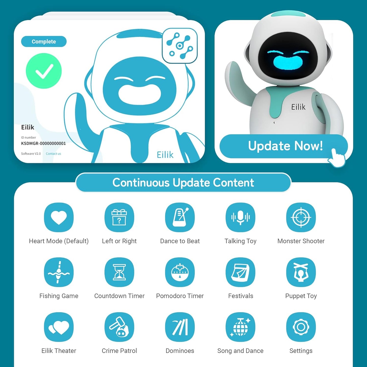 Eilik Interactive AI Robot Companion - Smart Desktop Pet with Emotional Intelligence, Touch Sensors & Voice Recognition for Kids & Adults
