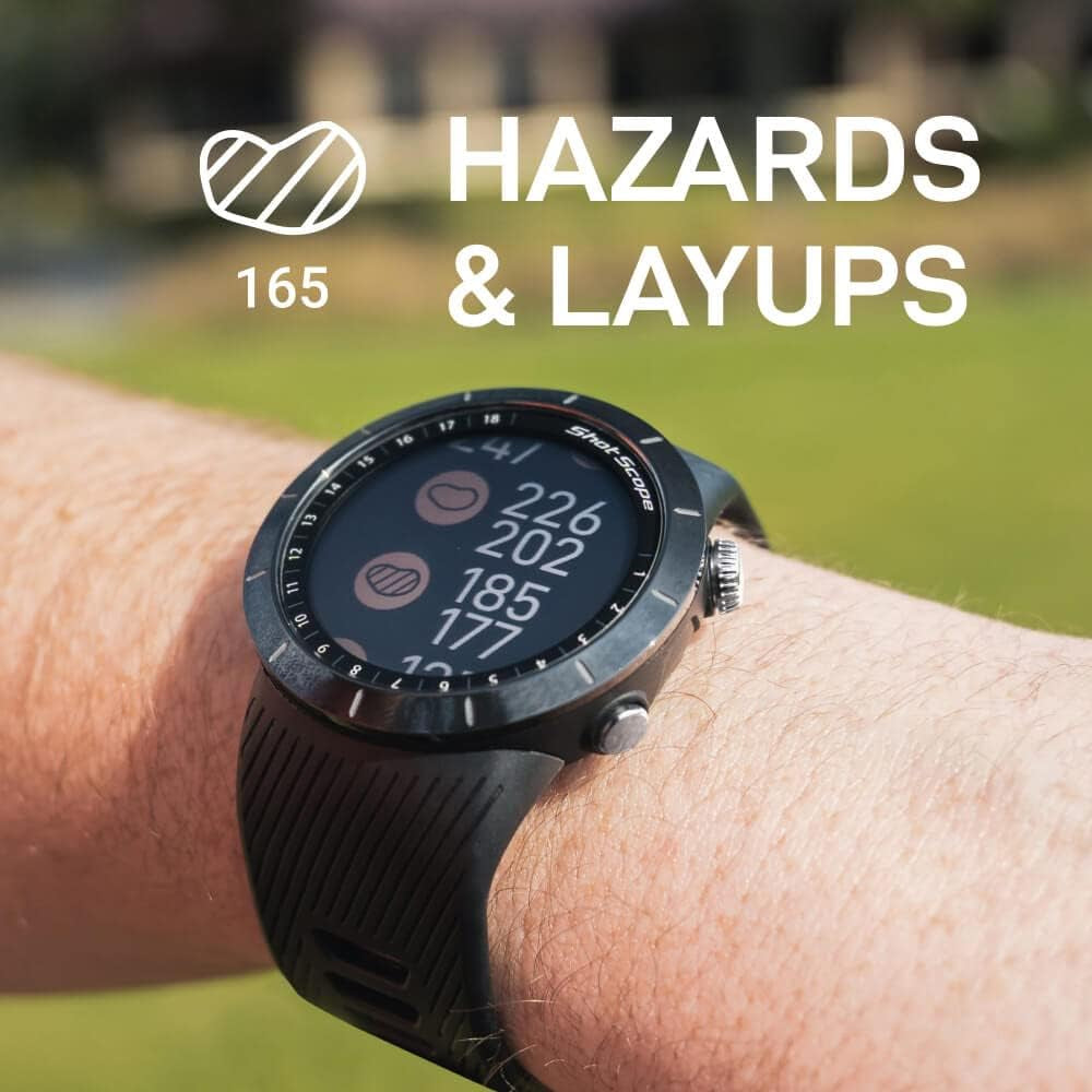 Shot Scope X5 Golf GPS Watch - Premium GPS Watch with Automatic Performance Tracking | Distances, Hazards, Doglegs & Layups (Presitge Black)