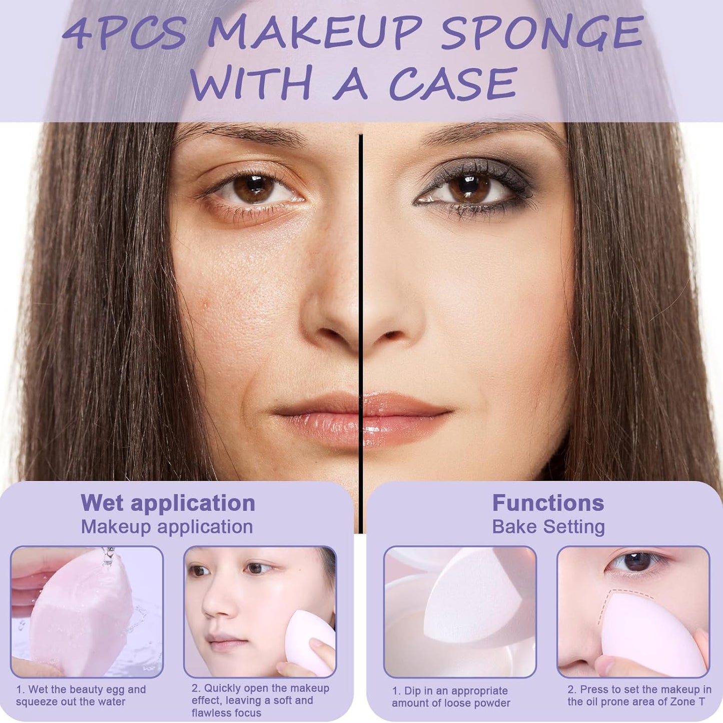Makeup Sponge, Beauty Blender Multi Color Make up Sponge Set, 7Pcs/Set Makeup Sponge with Storage Container, Includes 4Pcs Beauty Egg and 3Pcs Mini Beauty Egg