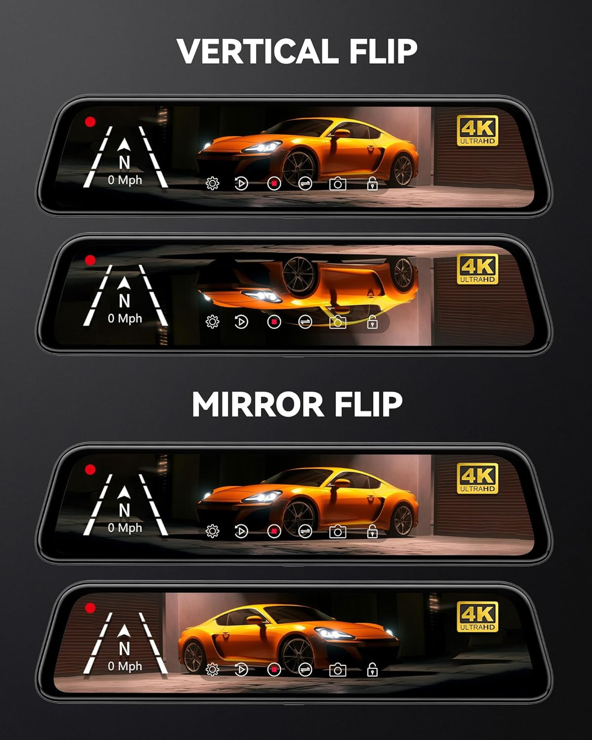 G840S 12" 4K Rear View Mirror Camera, 2160P Full HD Smart Mirror Dash Cam for Cars & Trucks, Mirror Front and Rear View Dual Cameras, Night Vision, Parking Assistance, Included 32GB Card & GPS