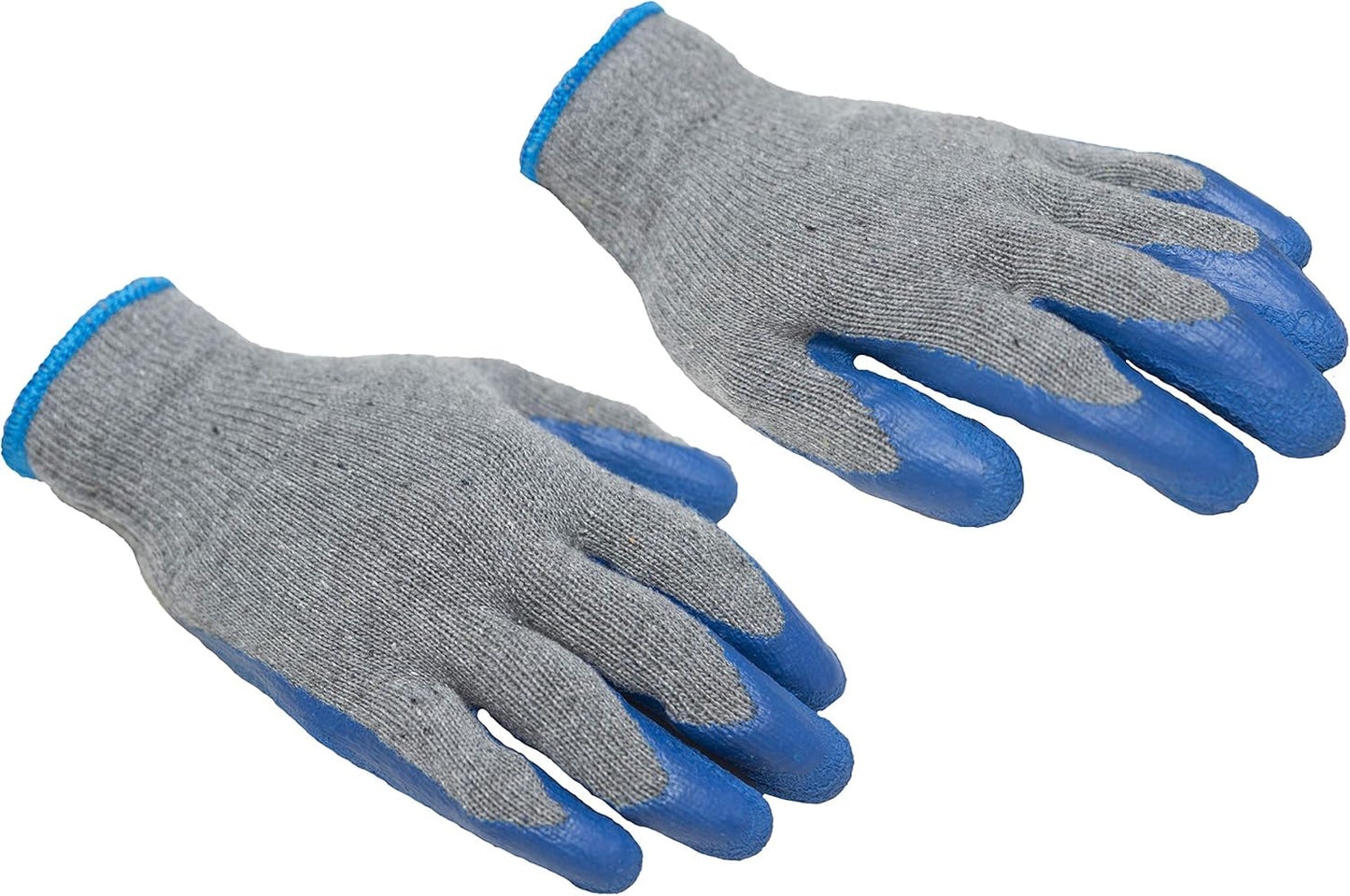 12 Pairs Large Double-Coated Rubber Latex Work Gloves – Heavy Duty Cotton Blend, Construction & Gardening Gloves, Blue