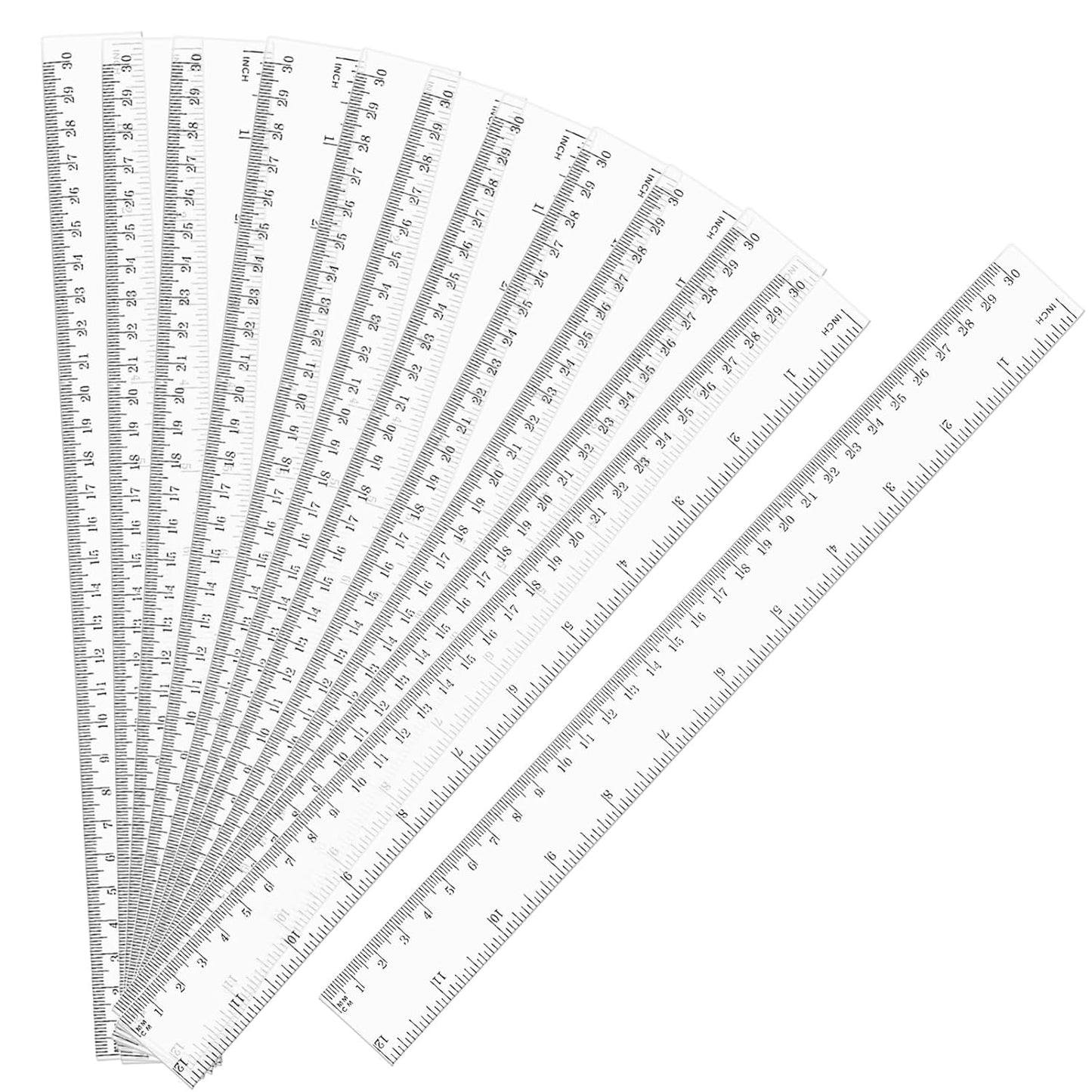 Clear Plastic Ruler 30cm 12 Pack, Plastic Ruler for School Supplies, Metric Ruler & Clear Ruler with Centimeters/Inches