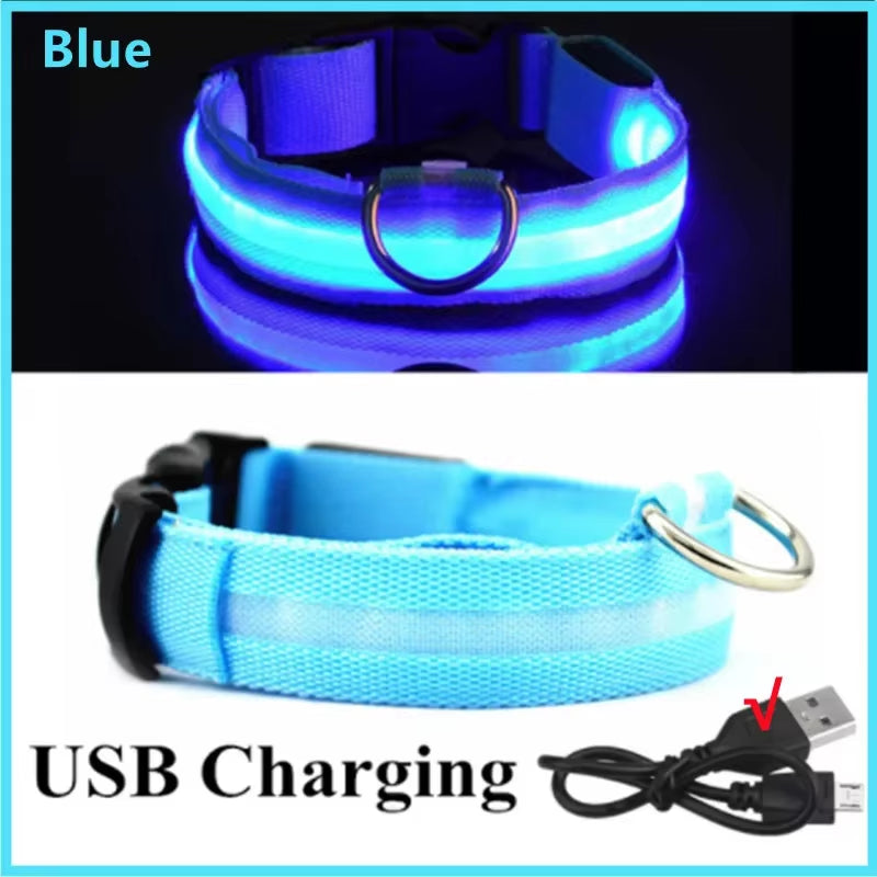 GlowSafe™ 3-in-1 LED USB Rechargeable Pet Collar – Adjustable Night Safety Collar for Dogs & Cats