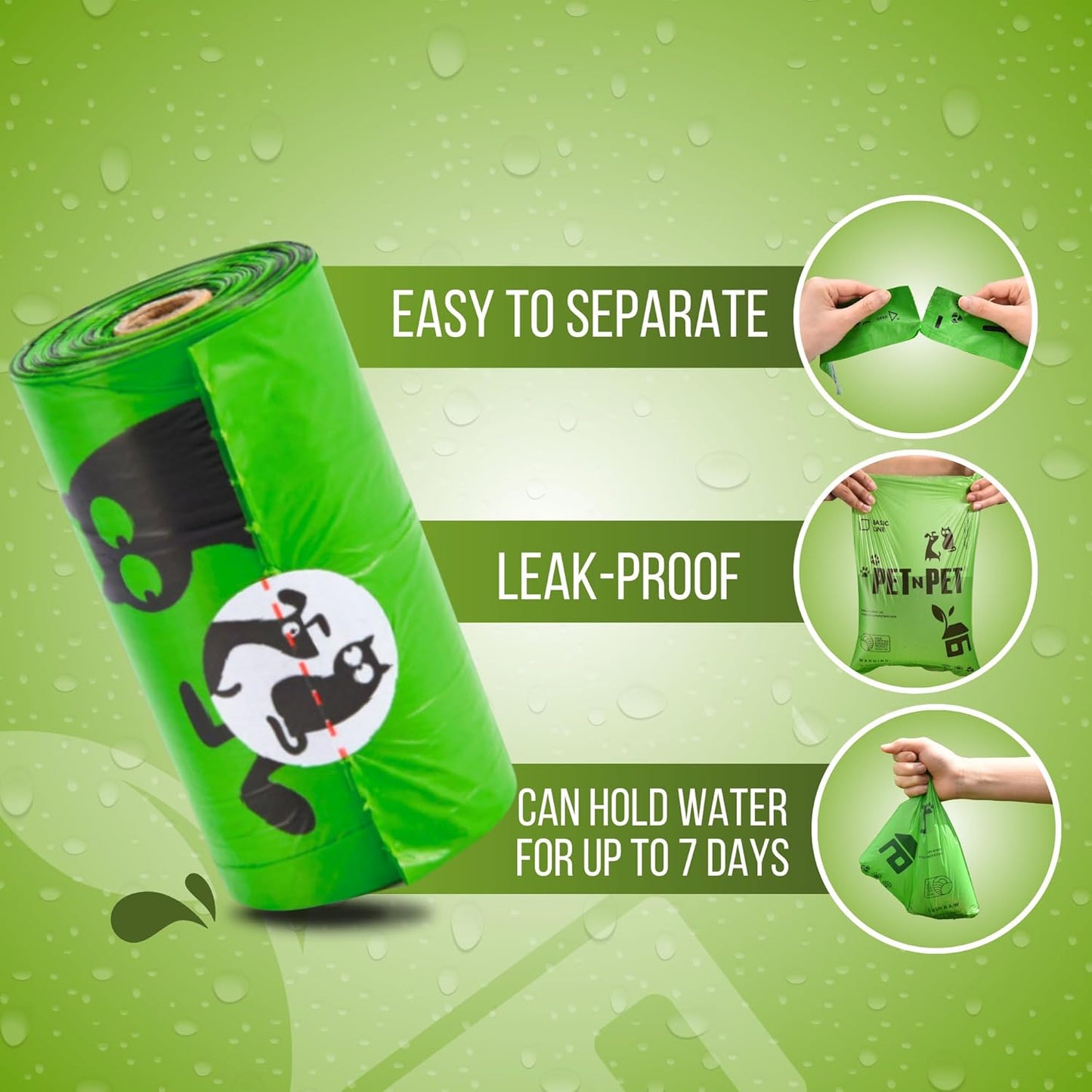 Dog Poop Bags 1080 Counts, USDA Certified 38% Plant Based Sac Caca Chien, Leak Proof Dog Bags Refill Rolls for Doggy Poo, Cat Litter Waste (Unscented, Green)
