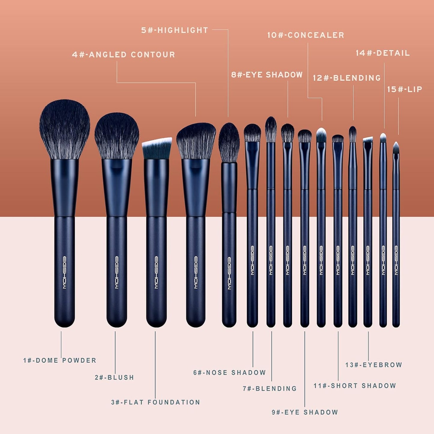 Makeup Brush Set, 15 Piece Professional Makeup Brushes Kit with Corn Silk Fiber Vegan Brushes for Foundation Powder Concealers Eye Shadows Liquid Kabuki Brushes (TOURMALINE BLUE)