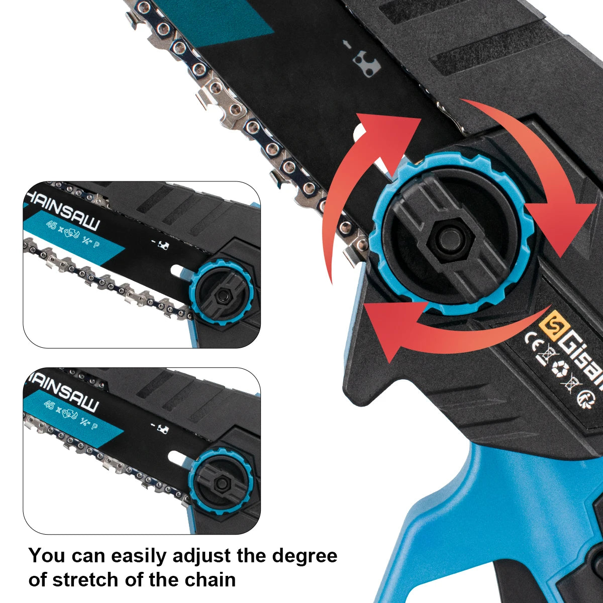 GISAM 8" Brushless Cordless Electric Chainsaw - Portable Woodworking & Garden Pruning Saw (Tool Only - Makita 18V Battery Compatible)