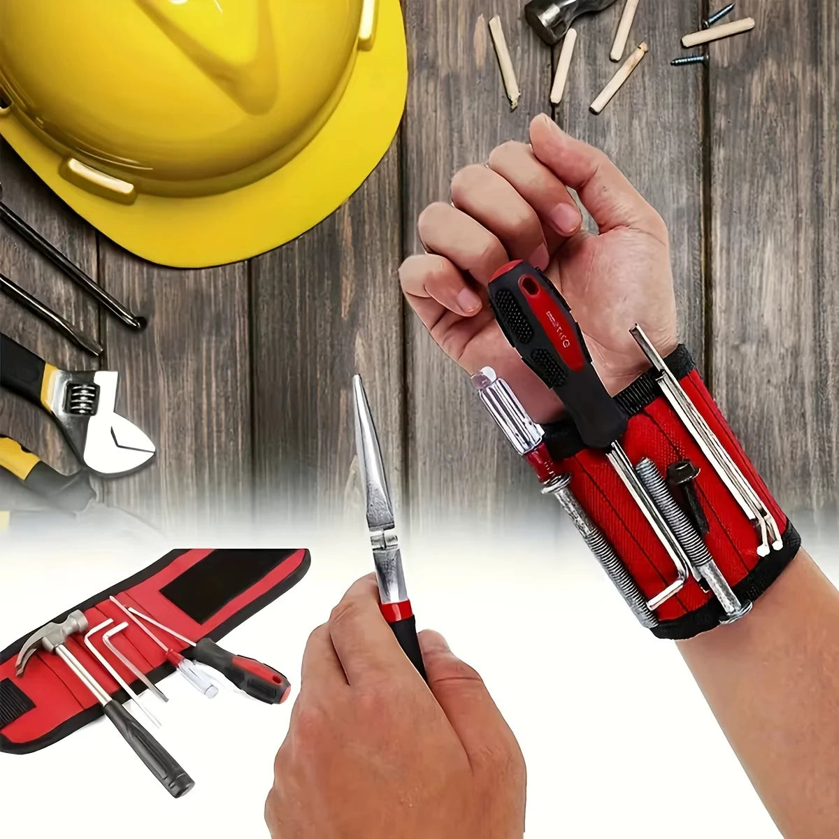 Professional Magnetic Wristband Tool Holder - Adjustable Electrician's Wrist Belt for Screws, Nails & Small Hardware