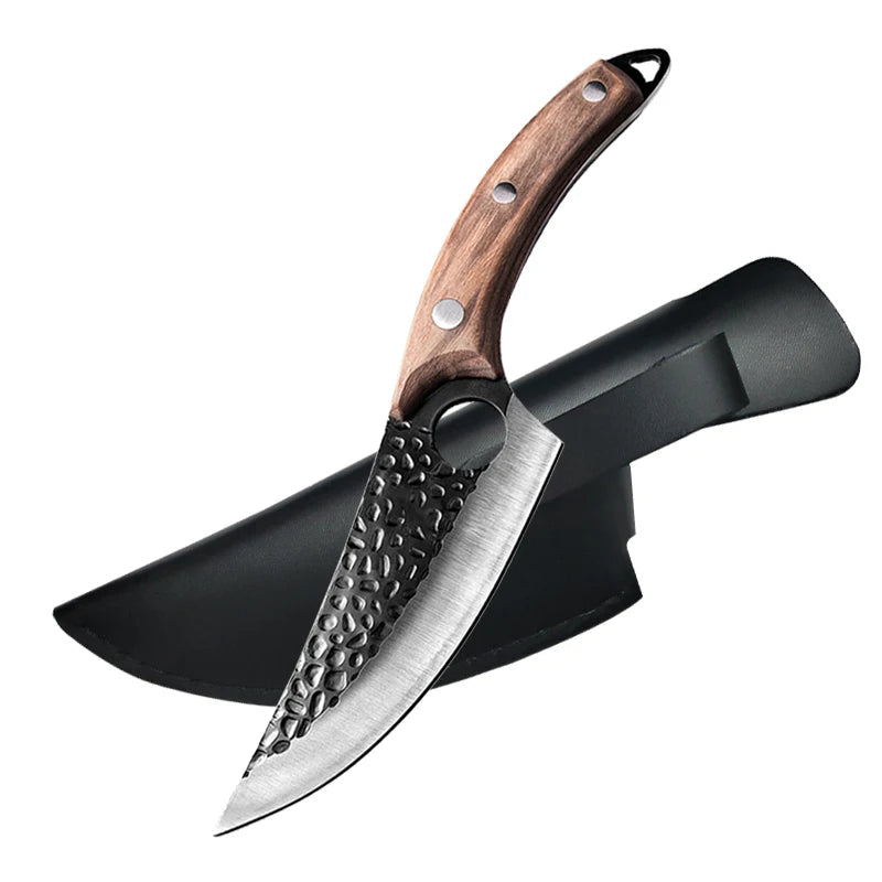 Professional Stainless Steel Boning Knife - Handmade Forged Chef's Knife for Meat, Fish & Outdoor Cooking