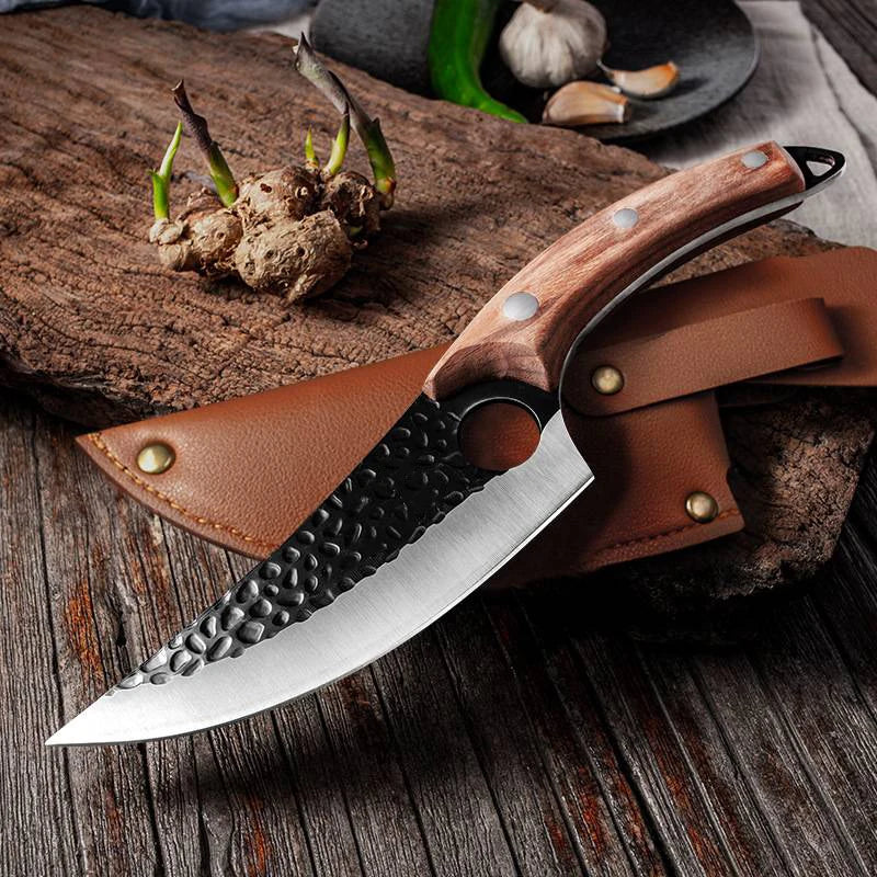 Professional Stainless Steel Boning Knife - Handmade Forged Chef's Knife for Meat, Fish & Outdoor Cooking