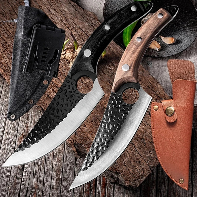 Professional Stainless Steel Boning Knife - Handmade Forged Chef's Knife for Meat, Fish & Outdoor Cooking